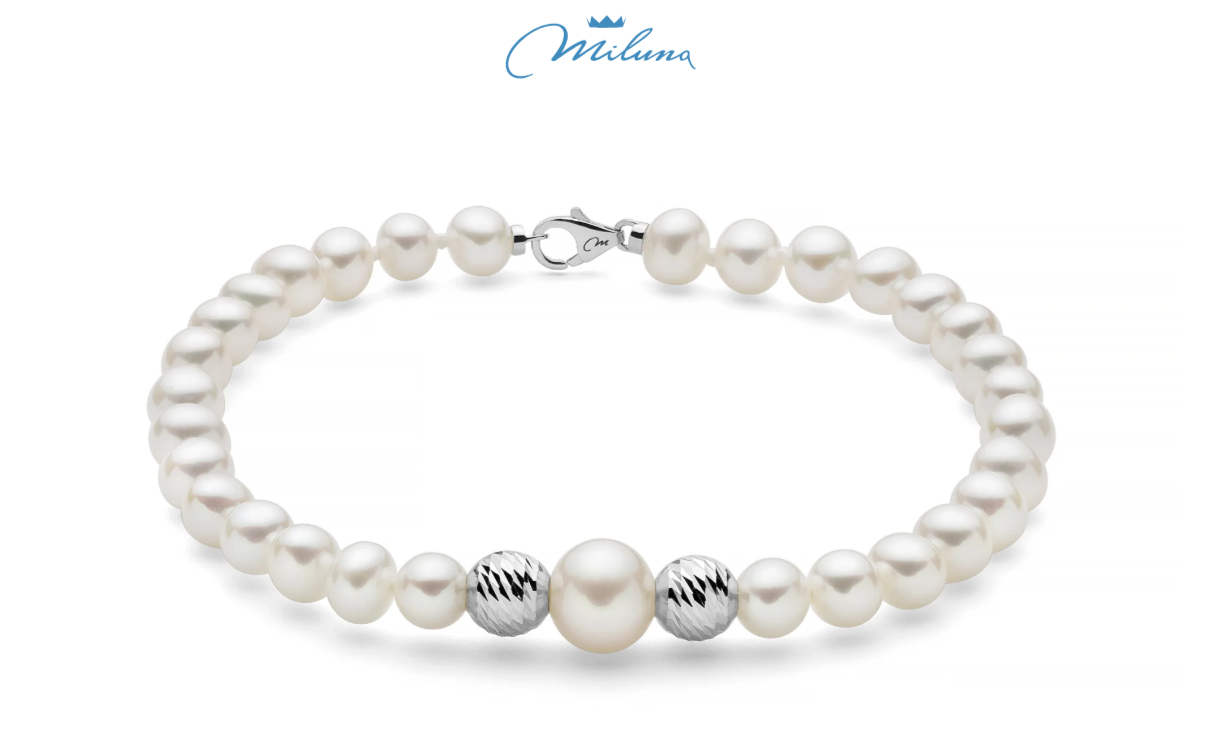 Bracciale Miluna di perle Oriente con sfere in oro bianco 9KT - PBR3514BX