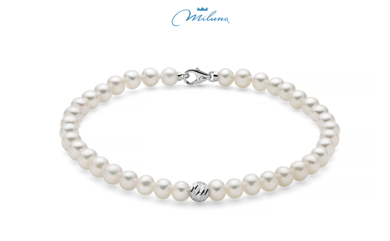 Bracciale Miluna di perle Oriente con centrale in oro bianco 9KT - PBR3545BX