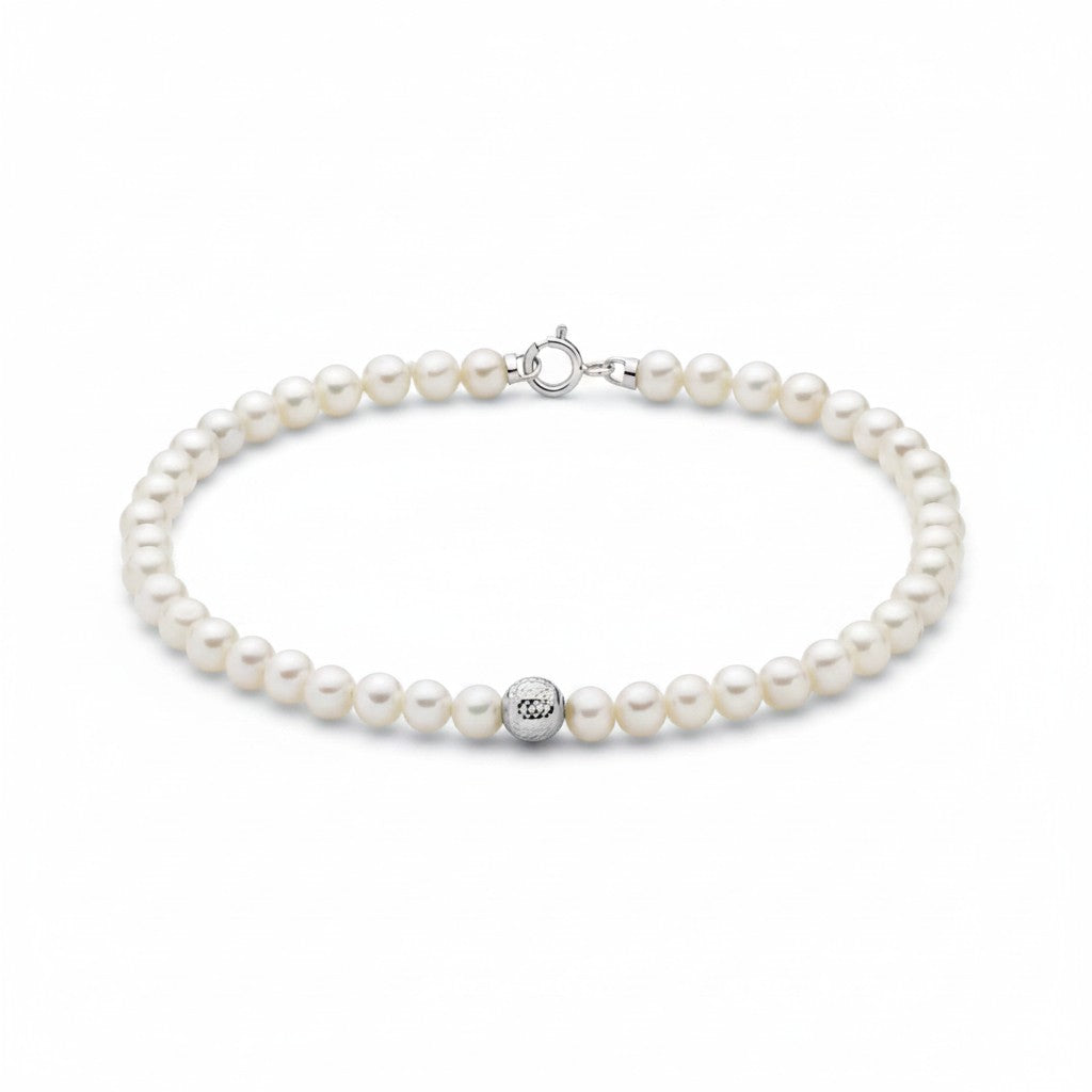 BRACCIALE MILUNA PERLE FRESHWATER E PERLA RIVESTITA IN ORO BIANCO 18KT, 4-4.5mm - PBR3713