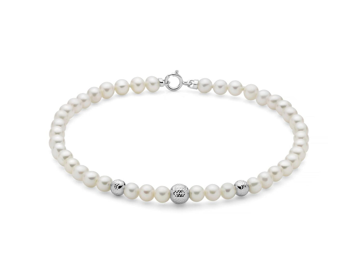 Pulsera Miluna de perlas Oriente con esferas en oro blanco de 18kt - PBR3715