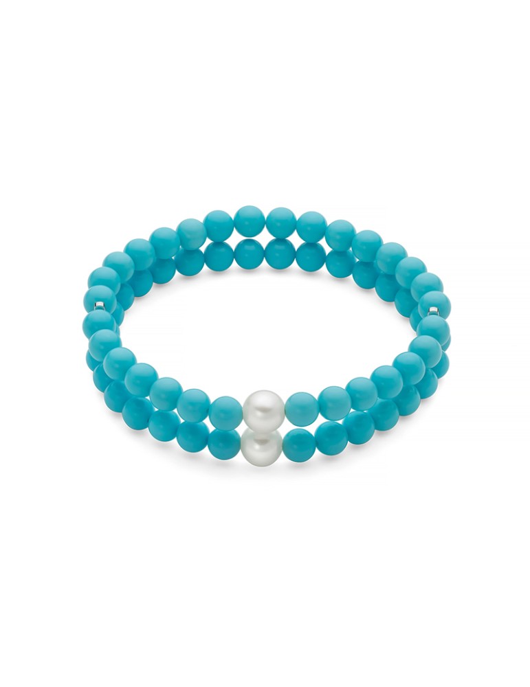 BRACCIALE miluna "Terra e Mare" – Perle e Agglomerato Turchese - PBR3749