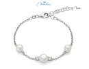 BRACCIALE miluna IN ARGENTO, COLLEZIONE Andromeda con tre perle Oriente e topazi bianchi - PBR3752