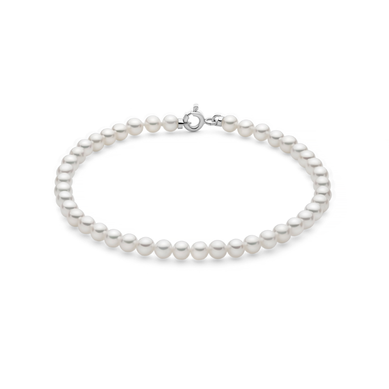 Bracciale Miluna di perle coltivate freshwater e chiusura in oro bianco 9kt, 4-4.5mm - PBR3772BX