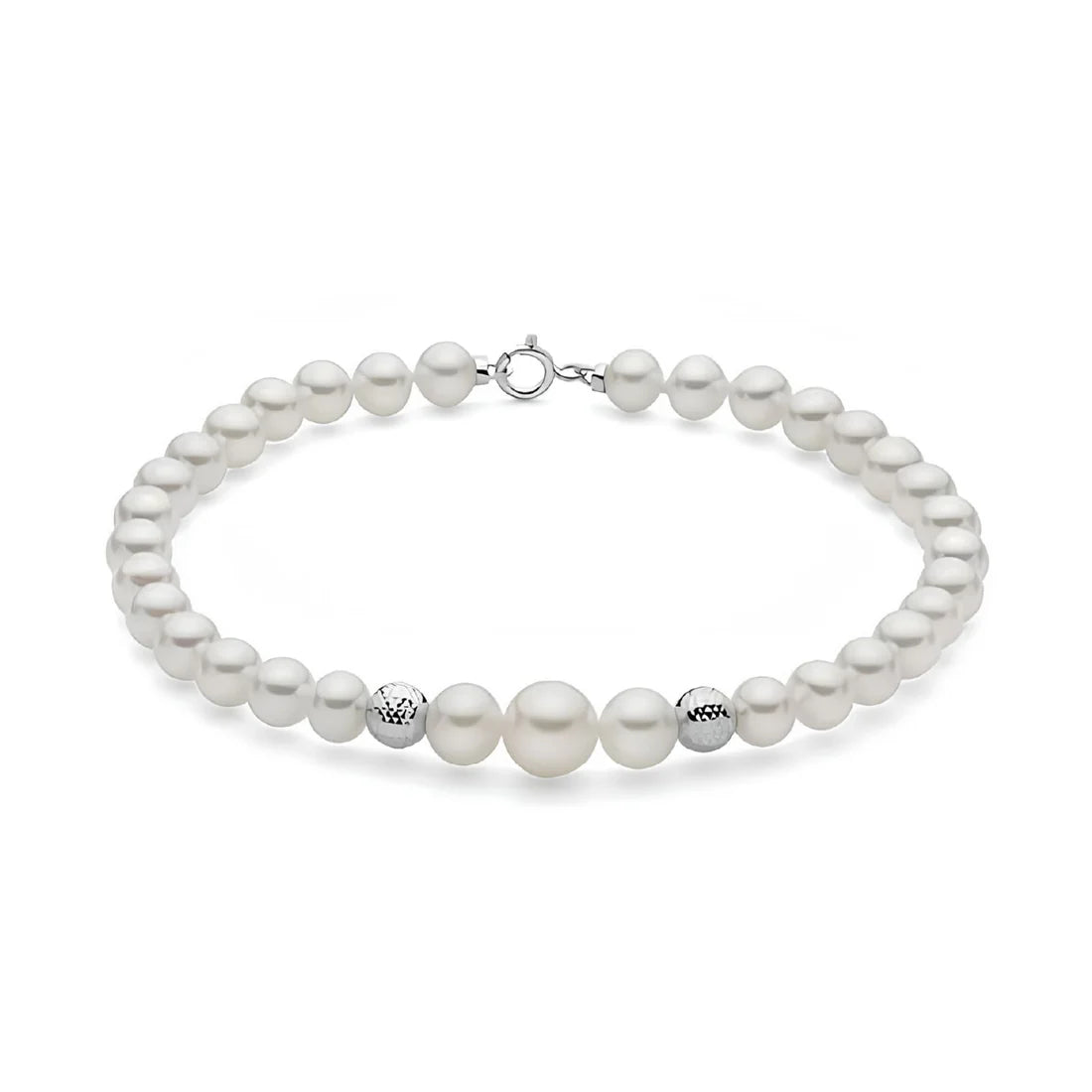 BRACCIALE miluna Perle Vere d'oriente e sferette in Oro Bianco 18kt- PBR3780