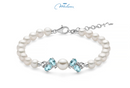 BRACCIALE miluna di perle Oriente Celestia con Gemma del Cielo centrale , chiusura oro bianco 18kt - PBR3822