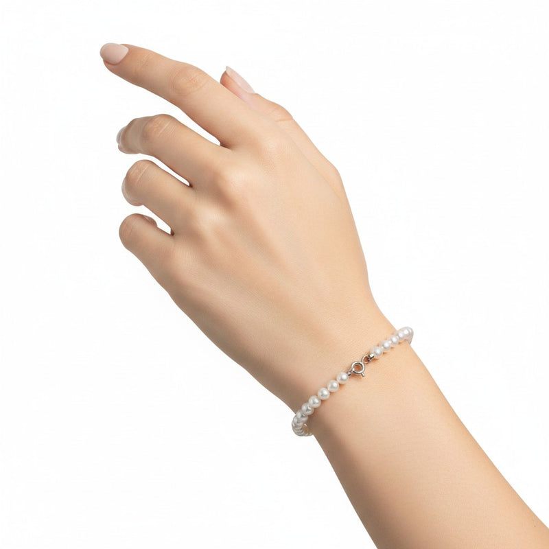 Bracciale Miluna di perle coltivate freshwater e chiusura in oro bianco 9kt, 5-5.5mm - PBR3829BX