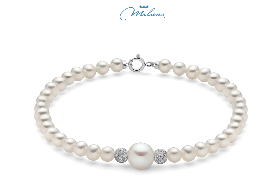 BRACCIALE MILUNA di perle Oriente con sfere in oro bianco 18kt diamantate - PBR3849