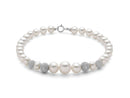 Miluna Bracciale di perle Oriente a scalare con sfere in oro bianco 18 kt diamantate - PBR3850
