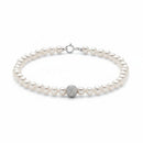 BRACCIALE MILUNA di perle Oriente con sfera centrale in oro bianco 18kt diamantata - PBR3864
