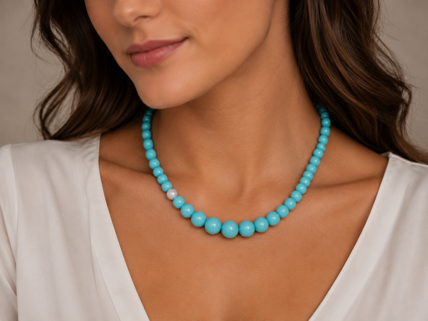 Collana Miluna Terra e Mare, perle freshwater e agglomerato di corallo turchese - PCL4664