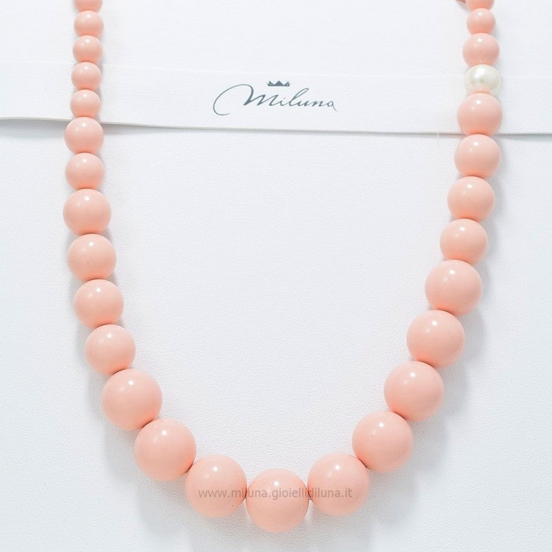 Collana Miluna con chiusura in argento e pasta di corallo rosa - PCL5077