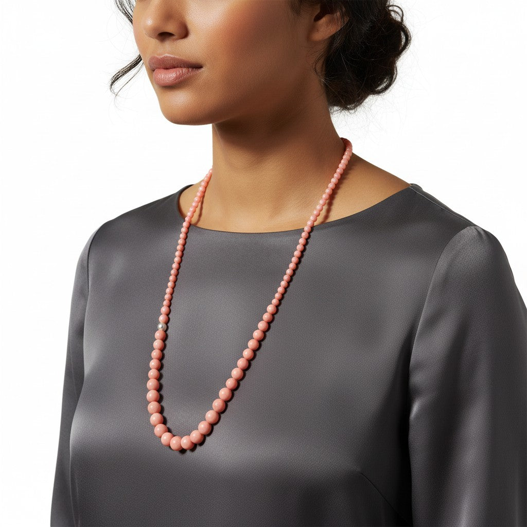 Collana Miluna con chiusura in argento e pasta di corallo rosa - PCL5077