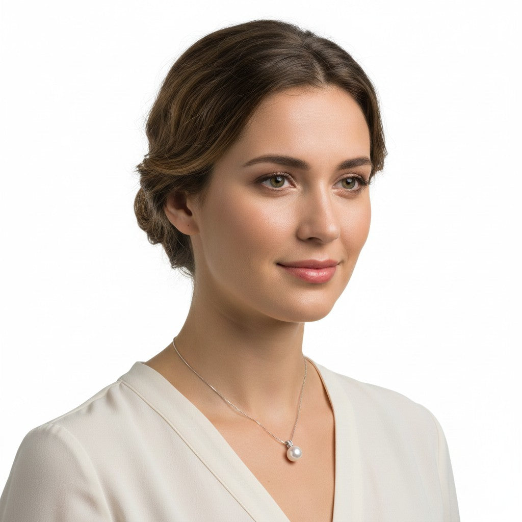 Goldkette mit orientalischer Perle und Weißgold- und Diamantdetails – PCL5524