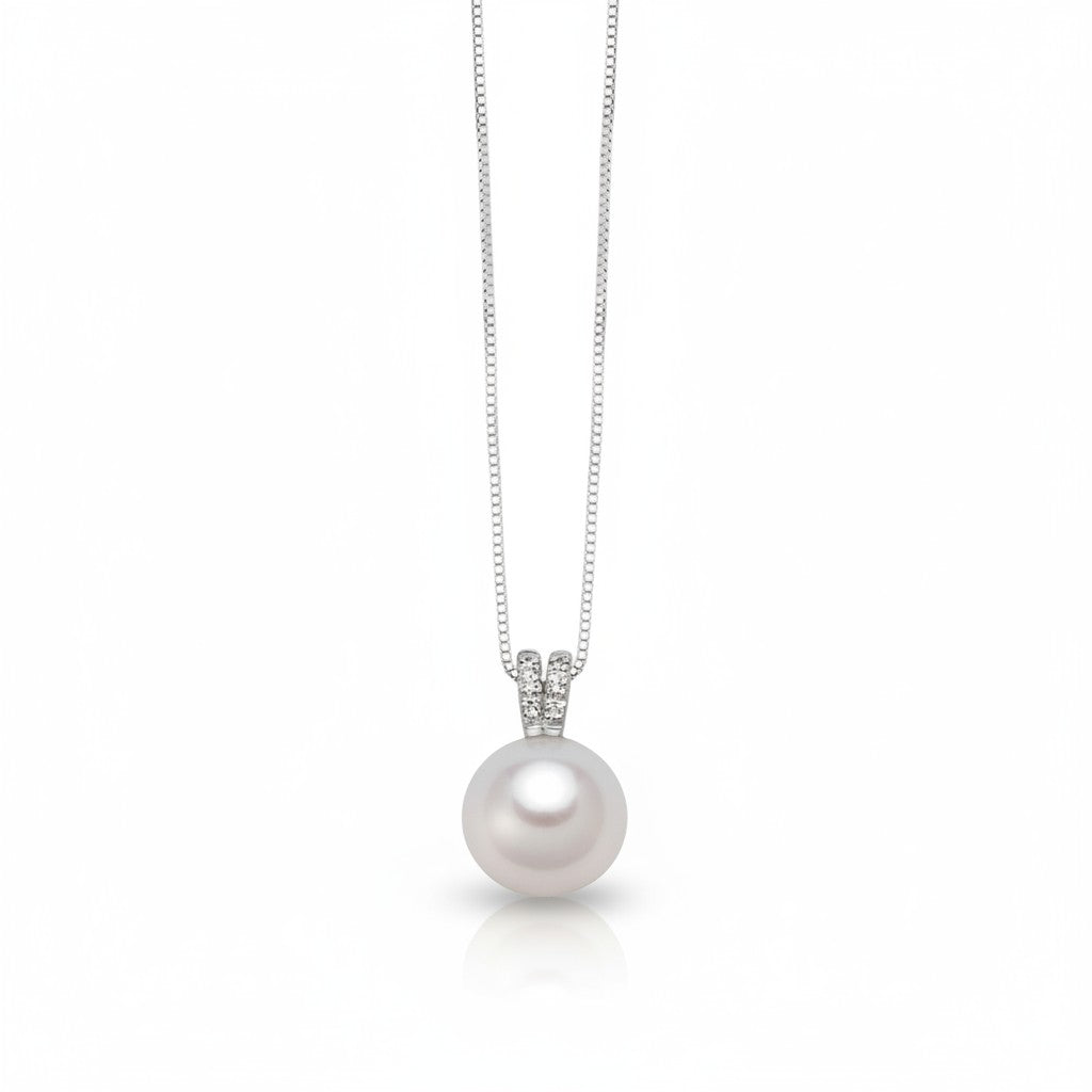 Goldkette mit orientalischer Perle und Weißgold- und Diamantdetails – PCL5524