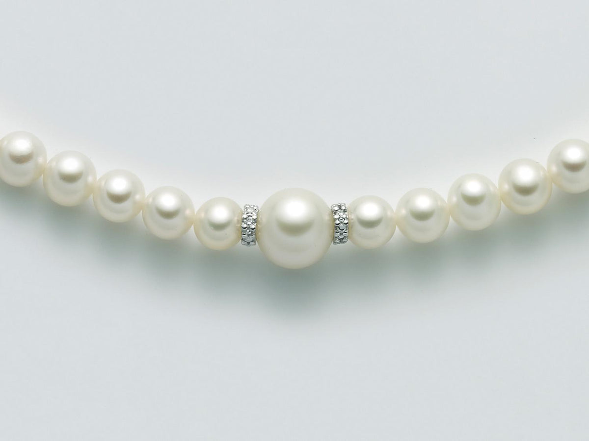 Collana Miluna di perle Oriente con distanziali in oro bianco 18KT e diamanti - PCL5914V