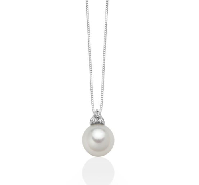 Collana Miluna con perla Oriente e tre diamanti in oro bianco 18kt1 - PCL6269