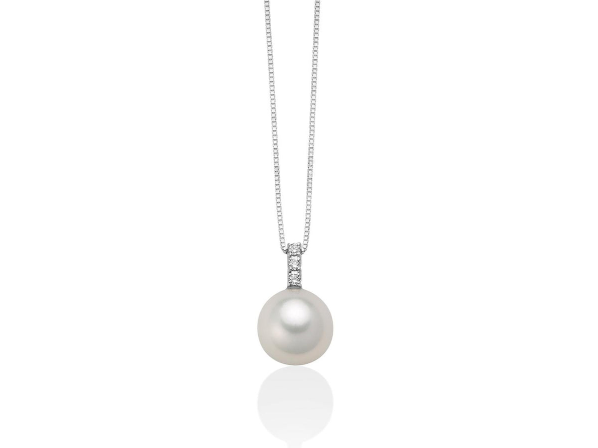 Miluna Collana in oro bianco 18 kt con perla Oriente 8,5-9 mm e diamanti naturali ct 0,045 - PCL6276
