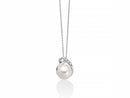 Miluna Collana in oro bianco 18 kt con perla Oriente 7,5-8 mm, elemento sinuoso e diamante naturale ct 0,004 - PCL6425
