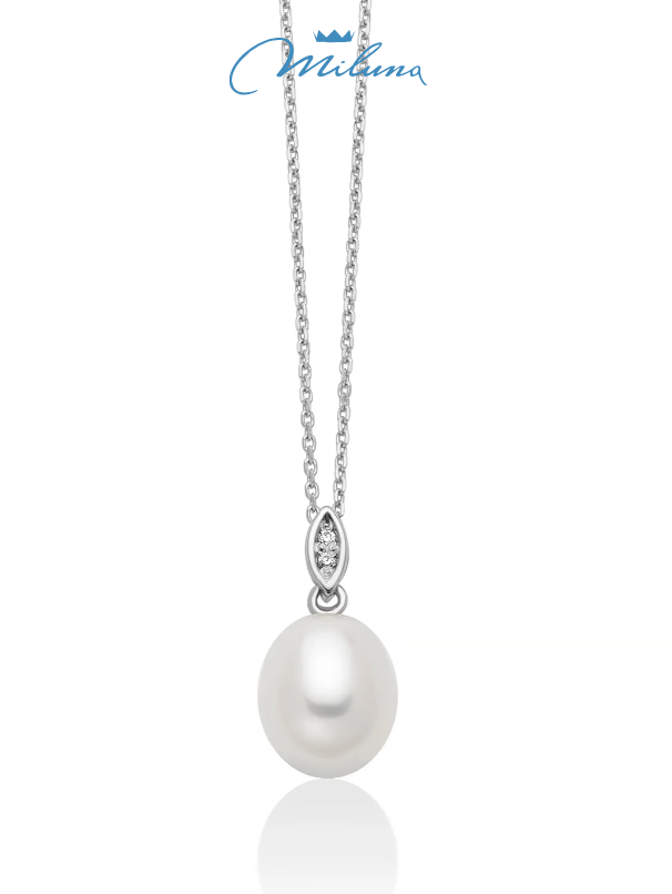 Collana Miluna con perla Oriente a goccia e diamanti in oro 375, 7-7.5mm - PCL6511X