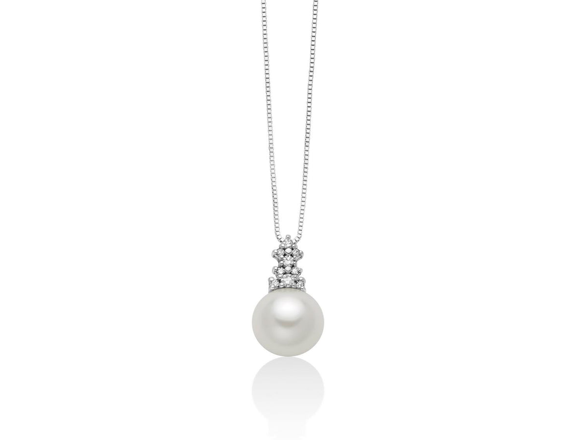 Collar Miluna de oro blanco de 18kt con perla oriente y diamantes - PCL6680
