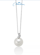 Collana Miluna con perla Oriente e tre diamanti in oro bianco 375, 7.5-8mm - PCL6729X