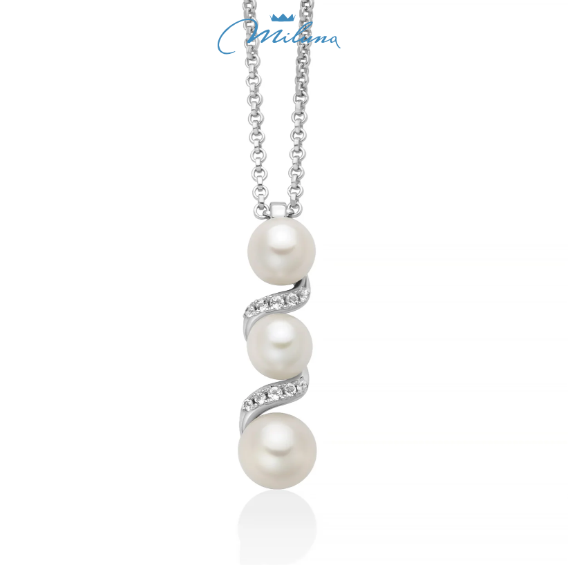 Collana miluna, collezione Eclissi con pendente di perle Oriente e lavorazione in argento e topazi - PCL6761