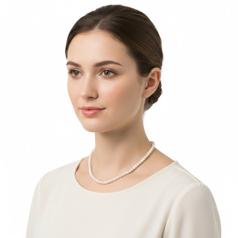 Collana Miluna perle orientali di acqua dolce, chiusura in oro bianco 18kt, 4-4,5MM - PCL6774