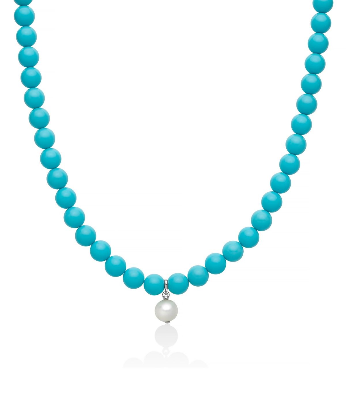 Collana Miluna Collezione Terra e Mare in Pasta di Turchese e Perla Pendente, Argento, 42 cm - PCL6780