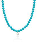 Collana Miluna Collezione Terra e Mare in Pasta di Turchese e Perla Pendente, Argento, 42 cm - PCL6780
