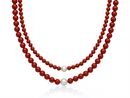 Collana Miluna "Terra e Mare" – Perle freshwater e agglomerato di Corallo Rosso, con chiusura in argento - PCL6786