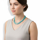 Collana Miluna "Terra e Mare" – Perle e Agglomerato di Corallo Turchese a doppio filo - PCL6788