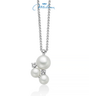 Collana miluna Andromeda con pendente di tre perle Oriente e topazi bianchi, in argento 925 - PCL6797