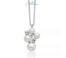 Collana miluna IN ARGENTO, collezione Andromeda con pendente di quattro perle Oriente e topazi bianchi - PCL6800