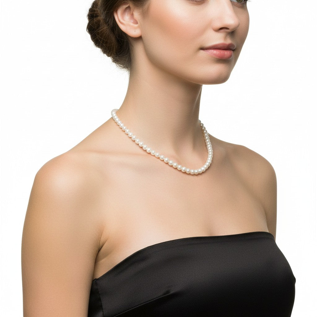 Collana Miluna con perle orientali di acqua dolce e chiusura in oro bianco 9kt, 5-5.5mm - PCL6929BX