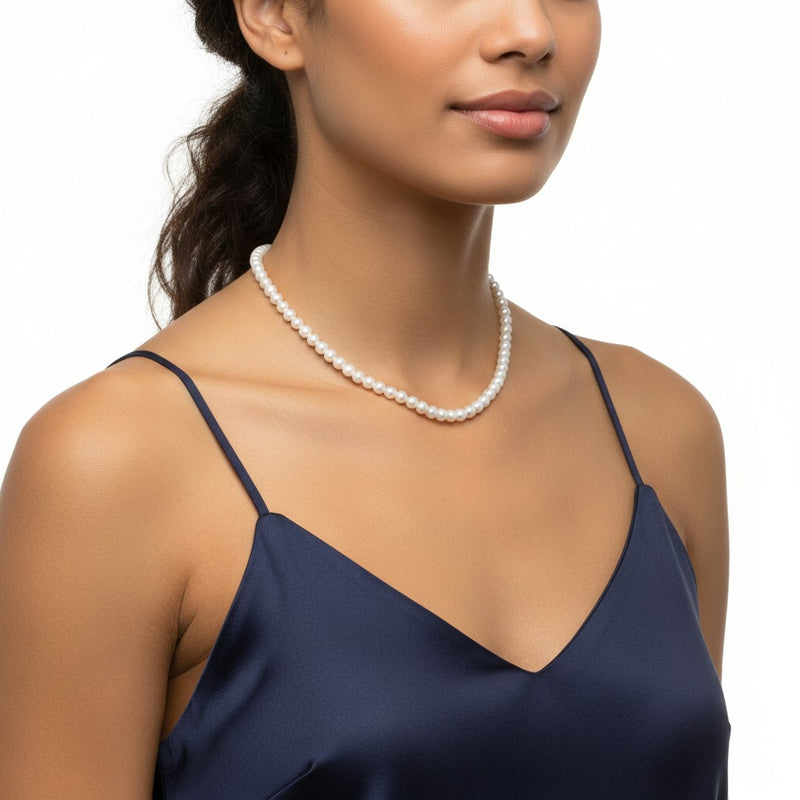 Collana Miluna con perle orientali di acqua dolce e chiusura in oro bianco 9kt, 4-4.5mm - PCL6835BX