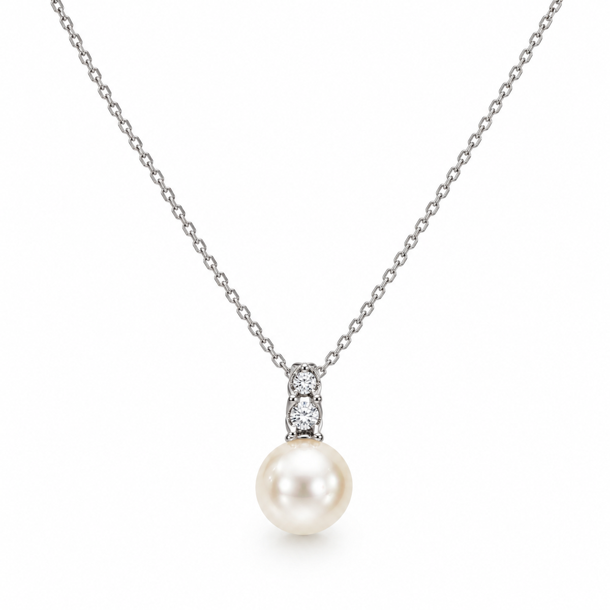 Collana Miluna in oro bianco 9kt con perla orientale centrale e due diamanti - PCL6955X