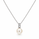 Collana Miluna in oro bianco 9kt con perla orientale centrale e due diamanti - PCL6955X