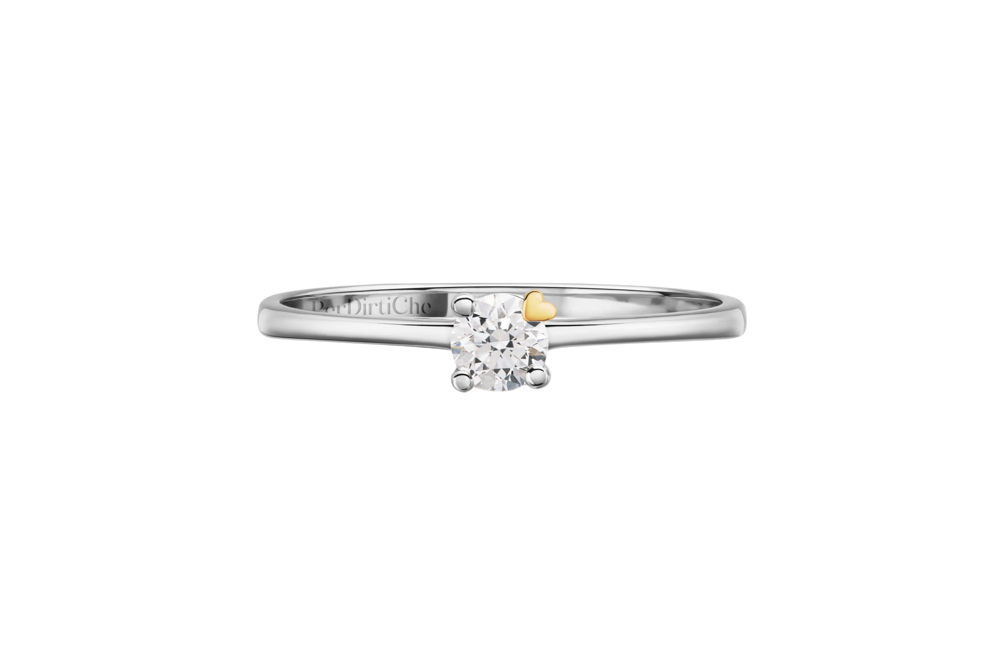 Perdirtiche - Anello solitario in oro bianco 18kt e diamante 0.15ct - PDC001-015