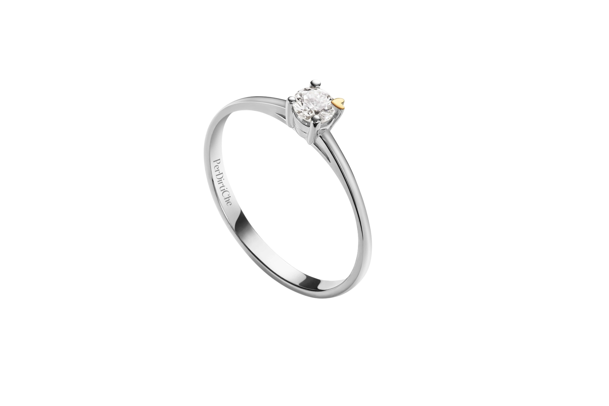 Perdirtiche - Anello solitario in oro bianco 18kt e diamante 0.15ct - PDC001-015
