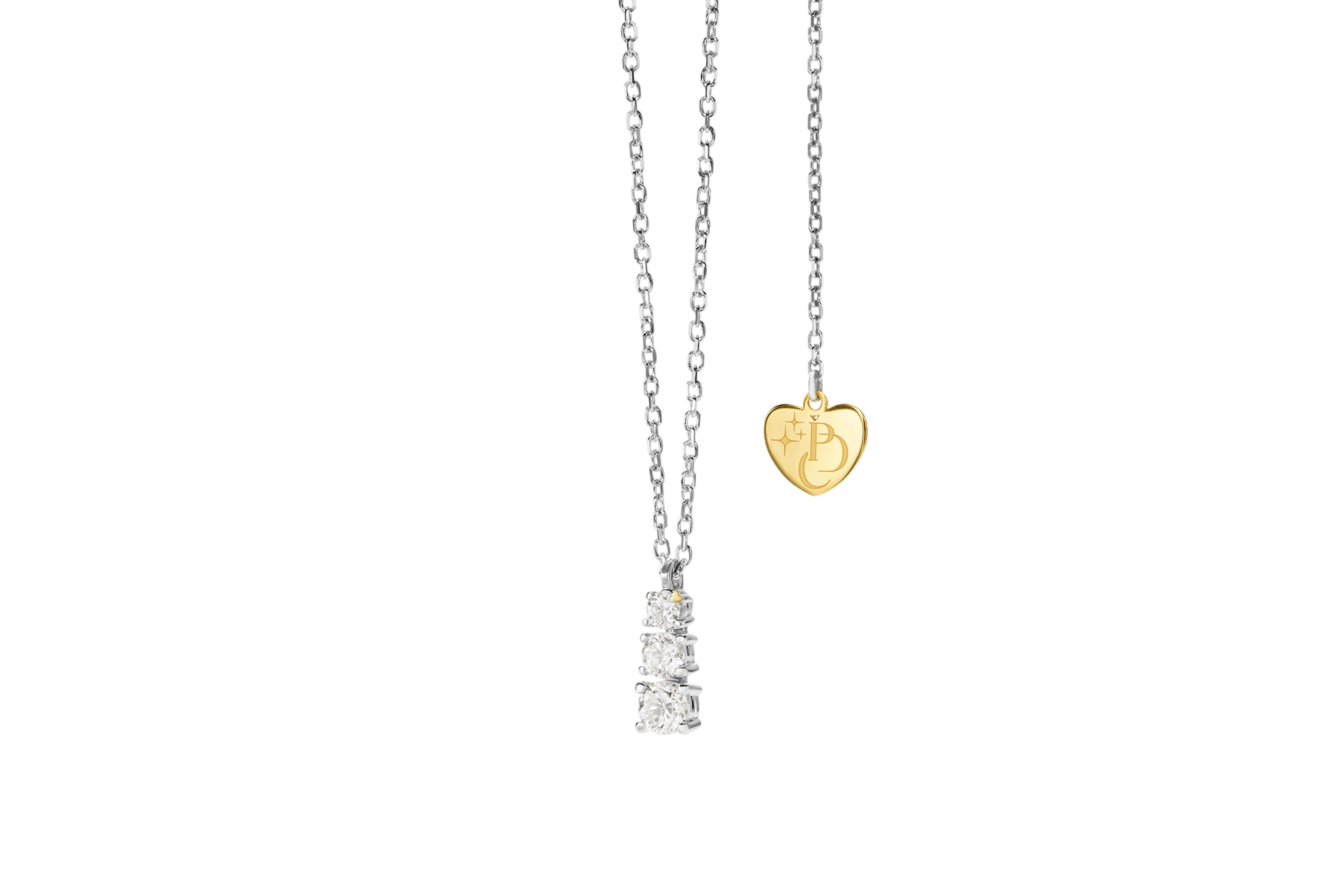Perdirtiche - Girocollo Trilogy a scalare in oro bianco 18kt e diamanti 0.30ct - PDC006-030
