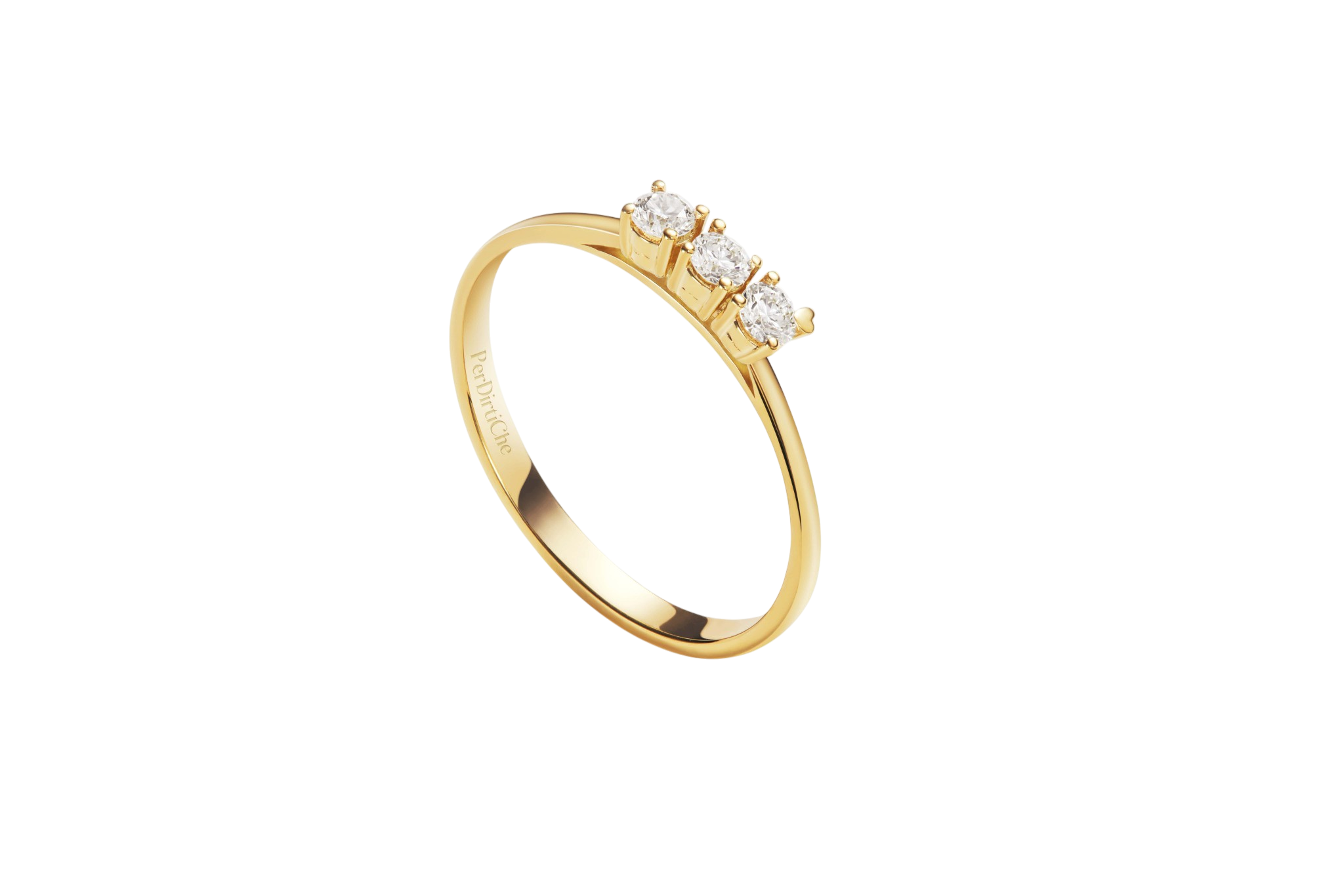 Perdirtiche - Anello trilogy in oro giallo 18kt e diamanti 0.25ct - PDC021-025