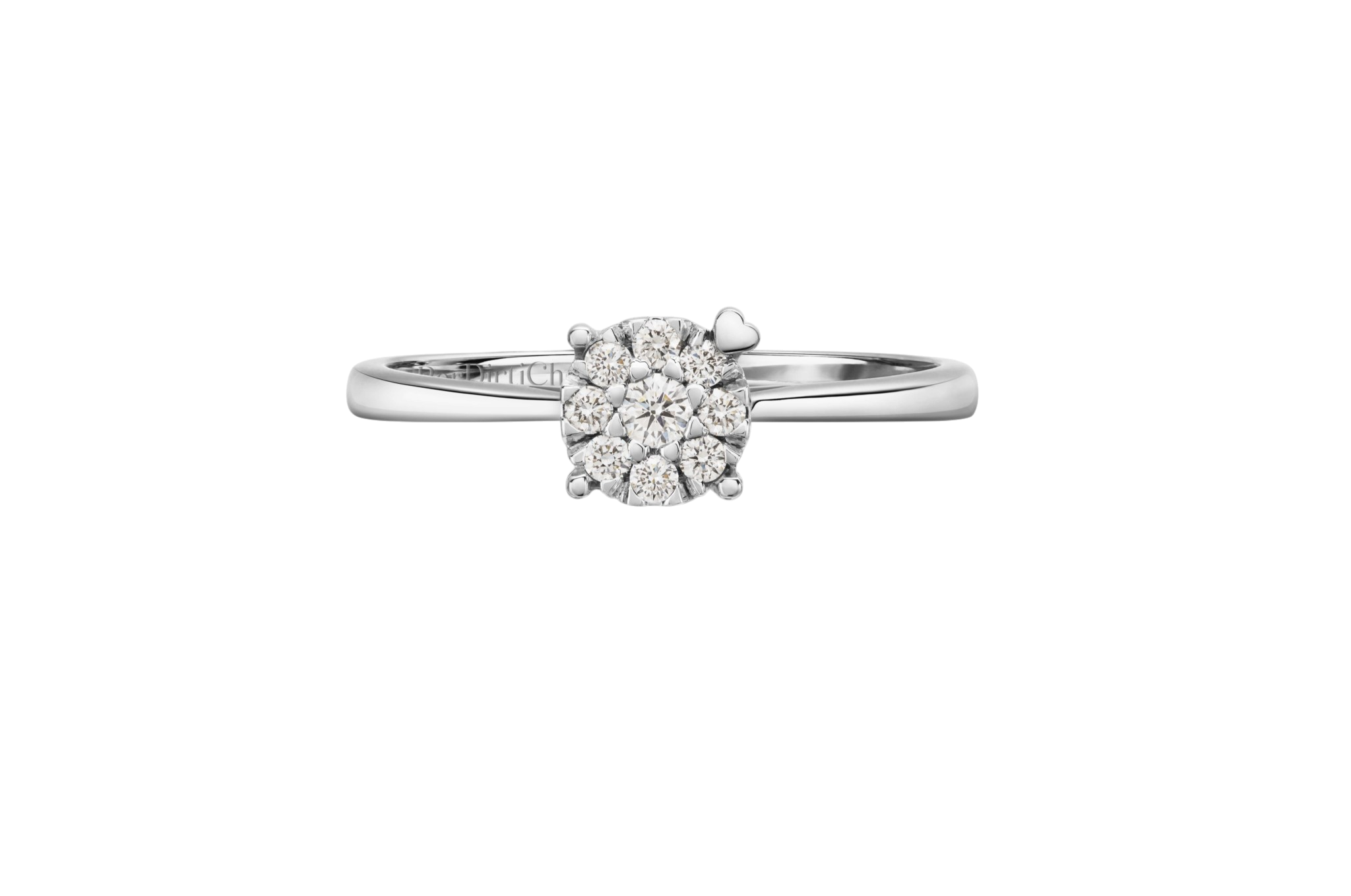 Perdirtiche - Anello solitario in oro bianco 18kt e mosaico di diamanti 0.15ct - PDC040-015