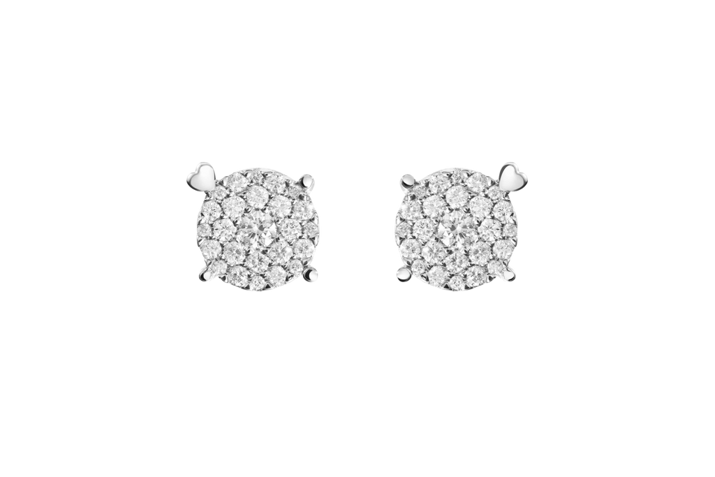 Perdirtiche - Orecchini punto luce in oro bianco 18kt e mosaico di diamanti 0.30ct - PDC042-030