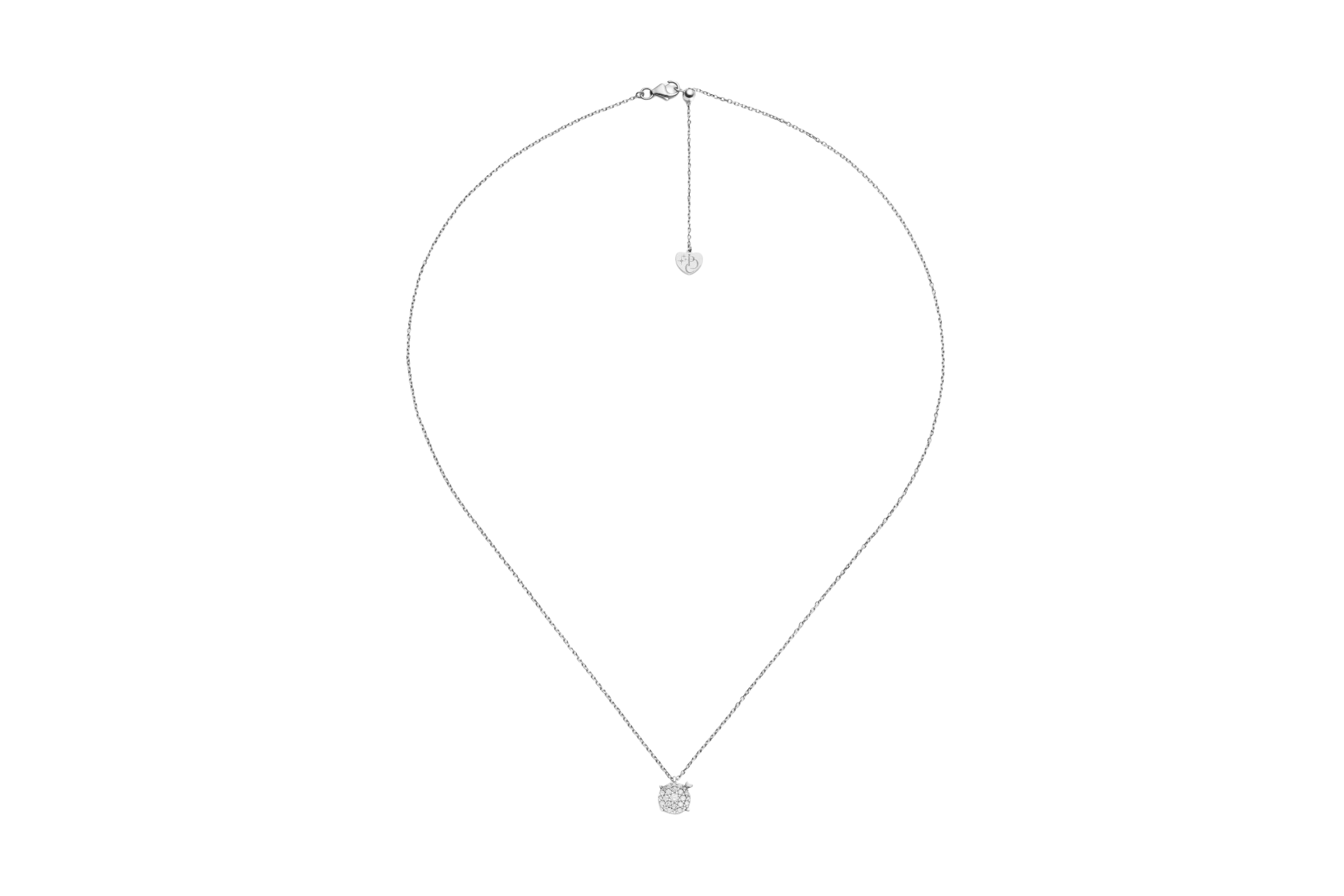 Perdirtiche - Girocollo punto luce in oro bianco 18kt, griffe a cuore e diamanti 0.23ct - PDC043-023