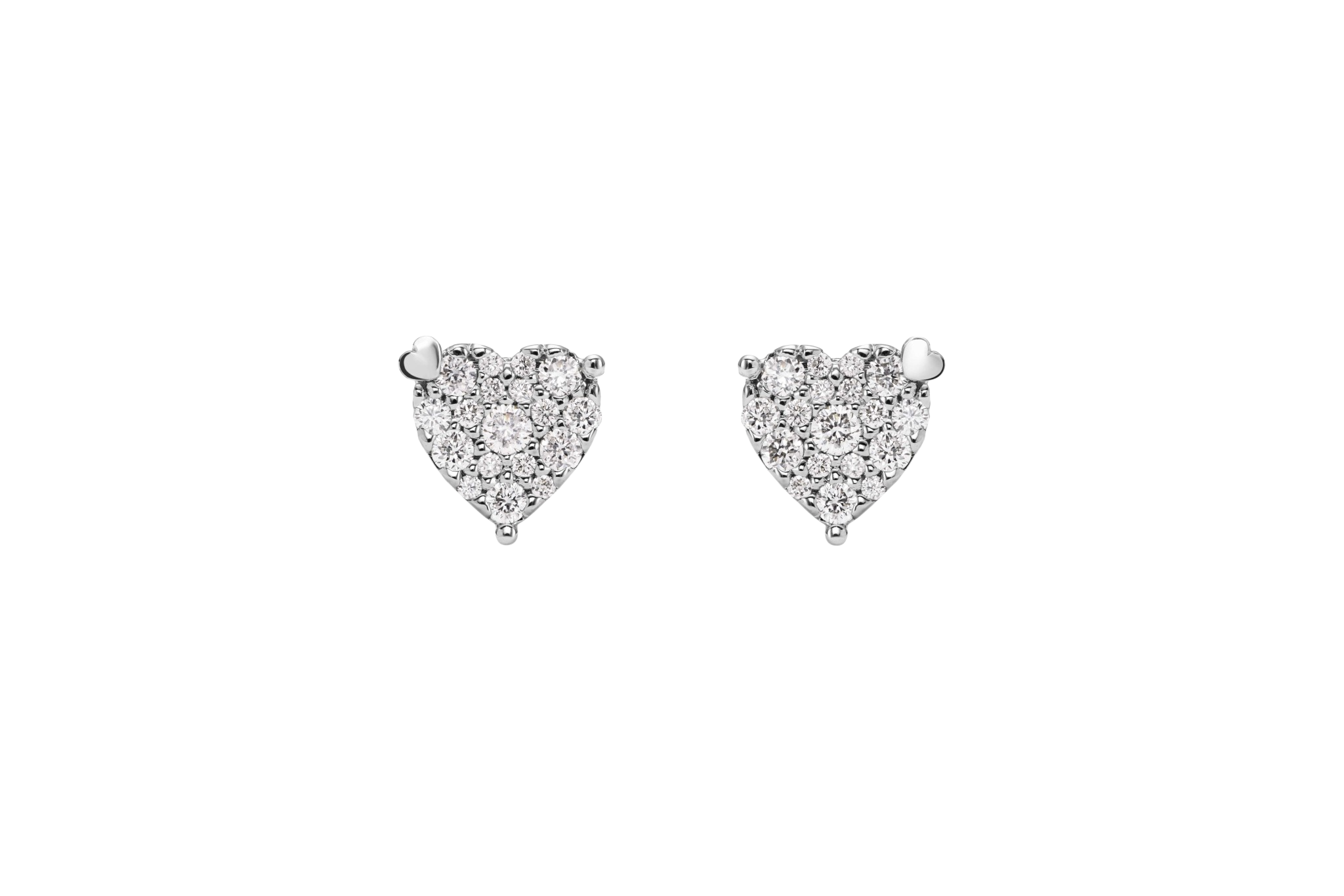 Perdirtiche - Orecchini cuore in oro bianco 18kt e mosaico di diamanti 0.26ct - PDC052-026