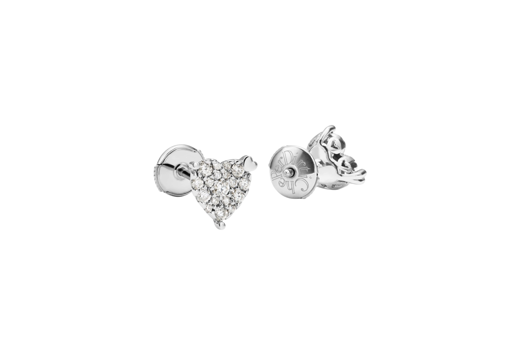 Perdirtiche - Orecchini cuore in oro bianco 18kt e mosaico di diamanti 0.26ct - PDC052-026