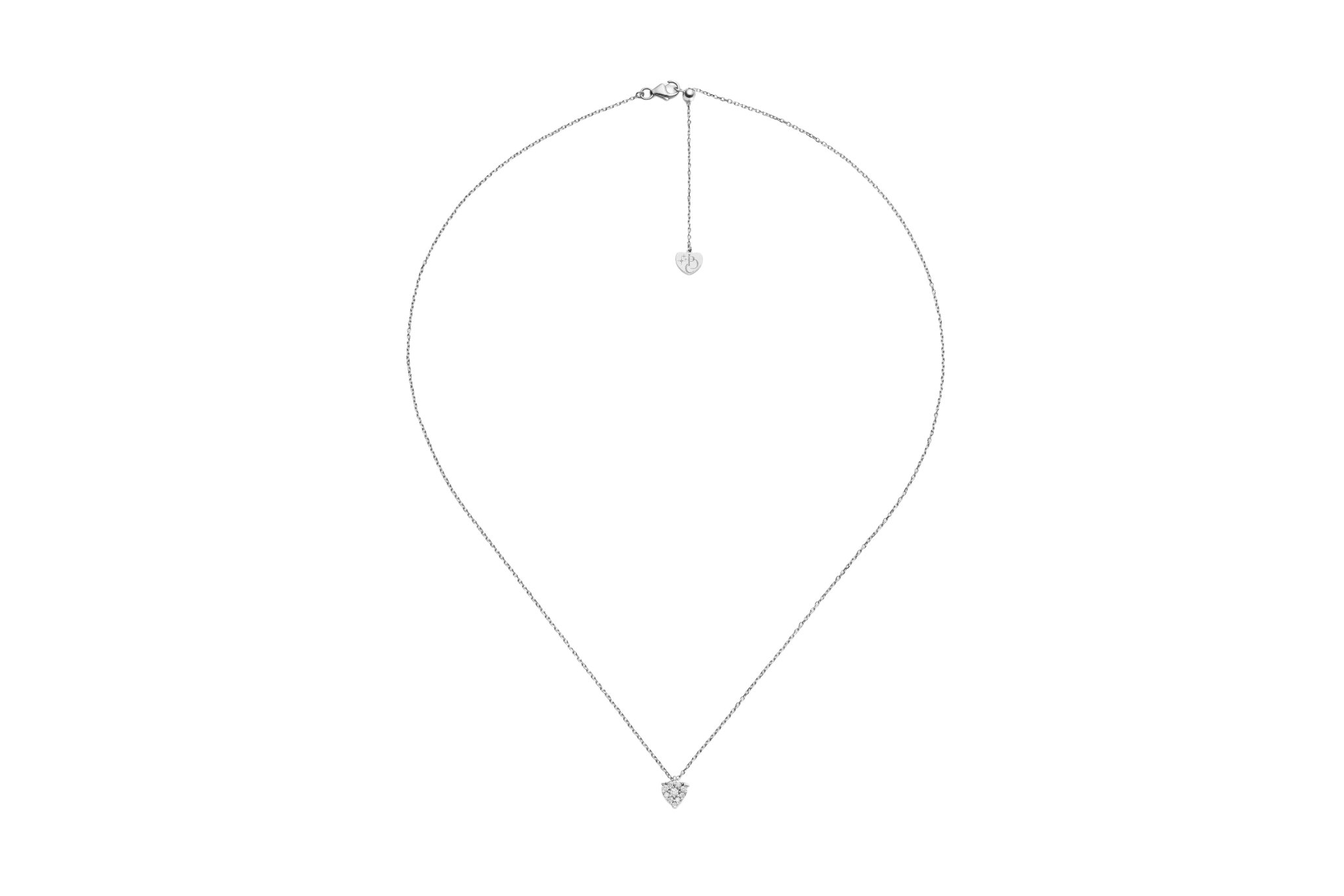 Perdirtiche - Girocollo punto luce in oro bianco 18kt, griffe a cuore e mosaico di diamanti 0.13ct - PDC053-013