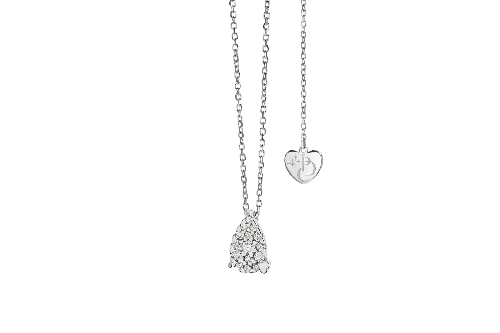 Perdirtiche - Girocollo goccia in oro bianco 18kt e diamanti 0.08ct - PDC063-008