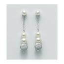Orecchini Miluna da Donna - Pendenti in Oro Bianco 18 carati con Perle e Boules - PER1961