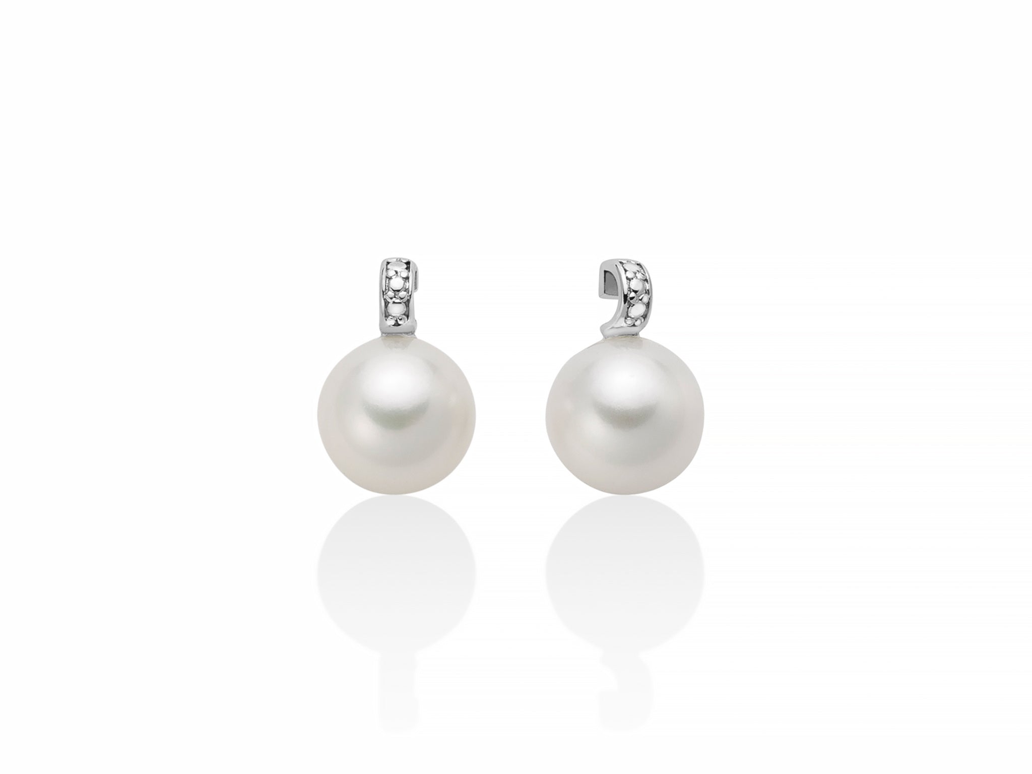 Orecchini Miluna pendenti con perle Oriente e dettaglio in oro bianco 18KT - PER2666